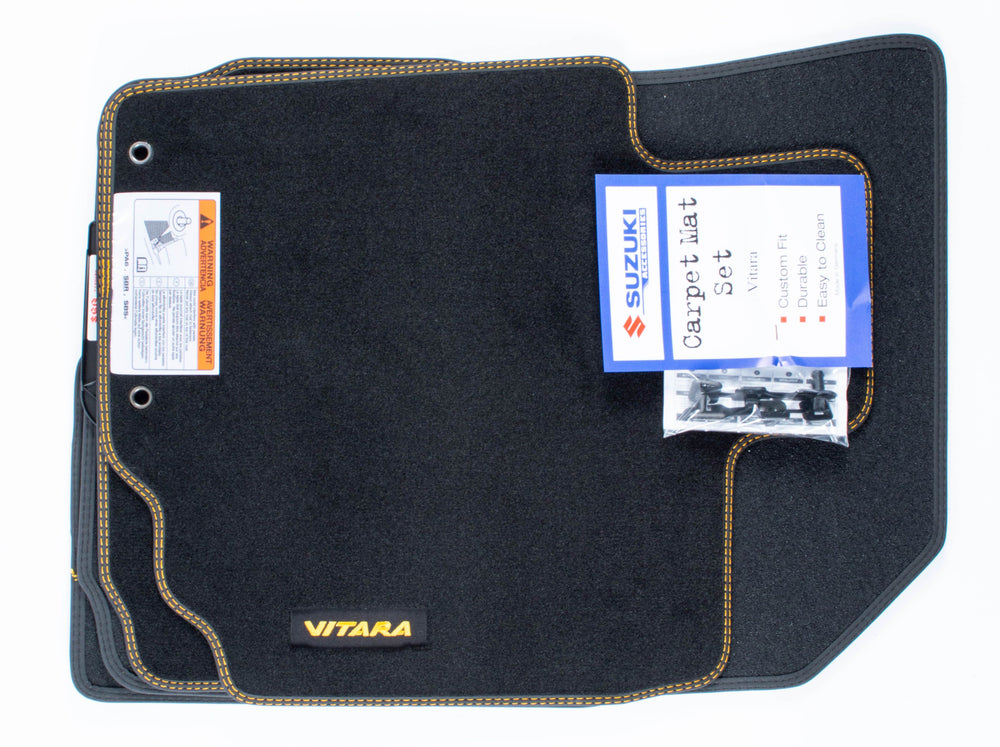 Genuine Suzuki Vitara Carpet Mat Set - Yellow Logo