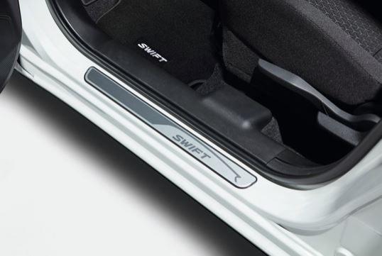 Suzuki Swift Door sill trim set, anodized aluminium with polished SWIFT logo