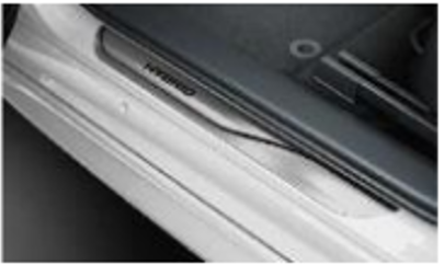 Suzuki Swace Door Sill Trim Set, Aluminium, Black with Hybrid logo